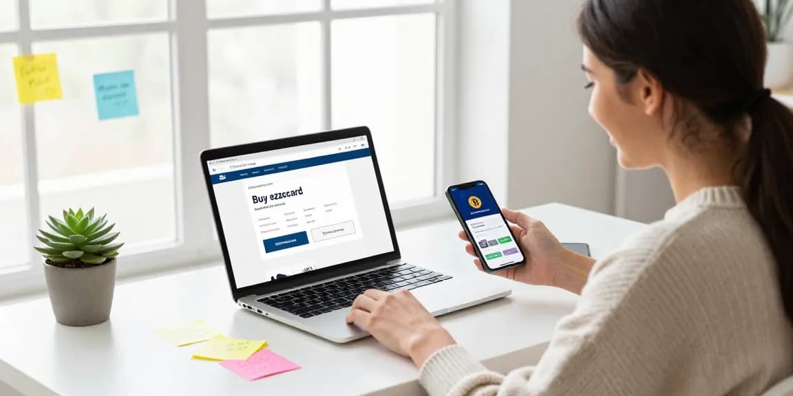 Buy ezzocard prepaid cards online for anonymous payments in a modern home office setup.