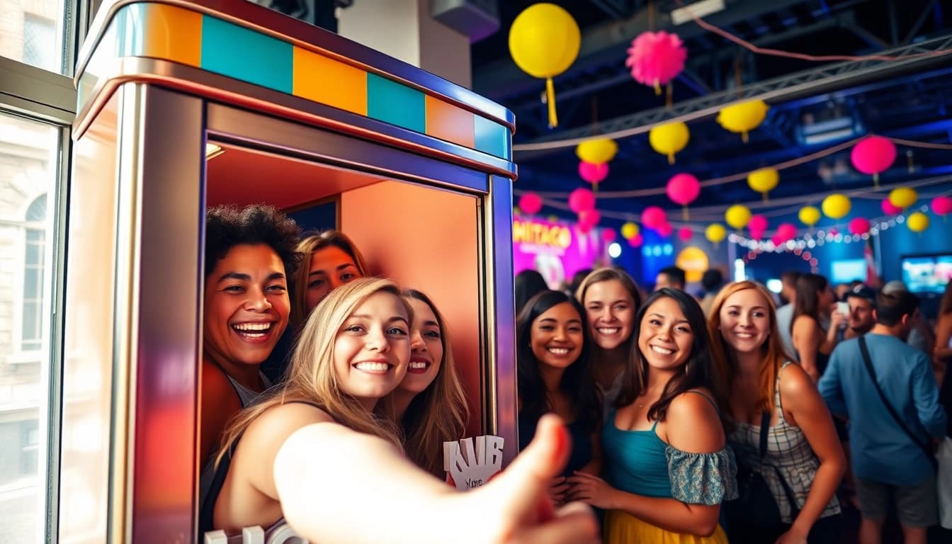 Engaging photo booth rental chicago delighting guests at a lively event with joyful moments.