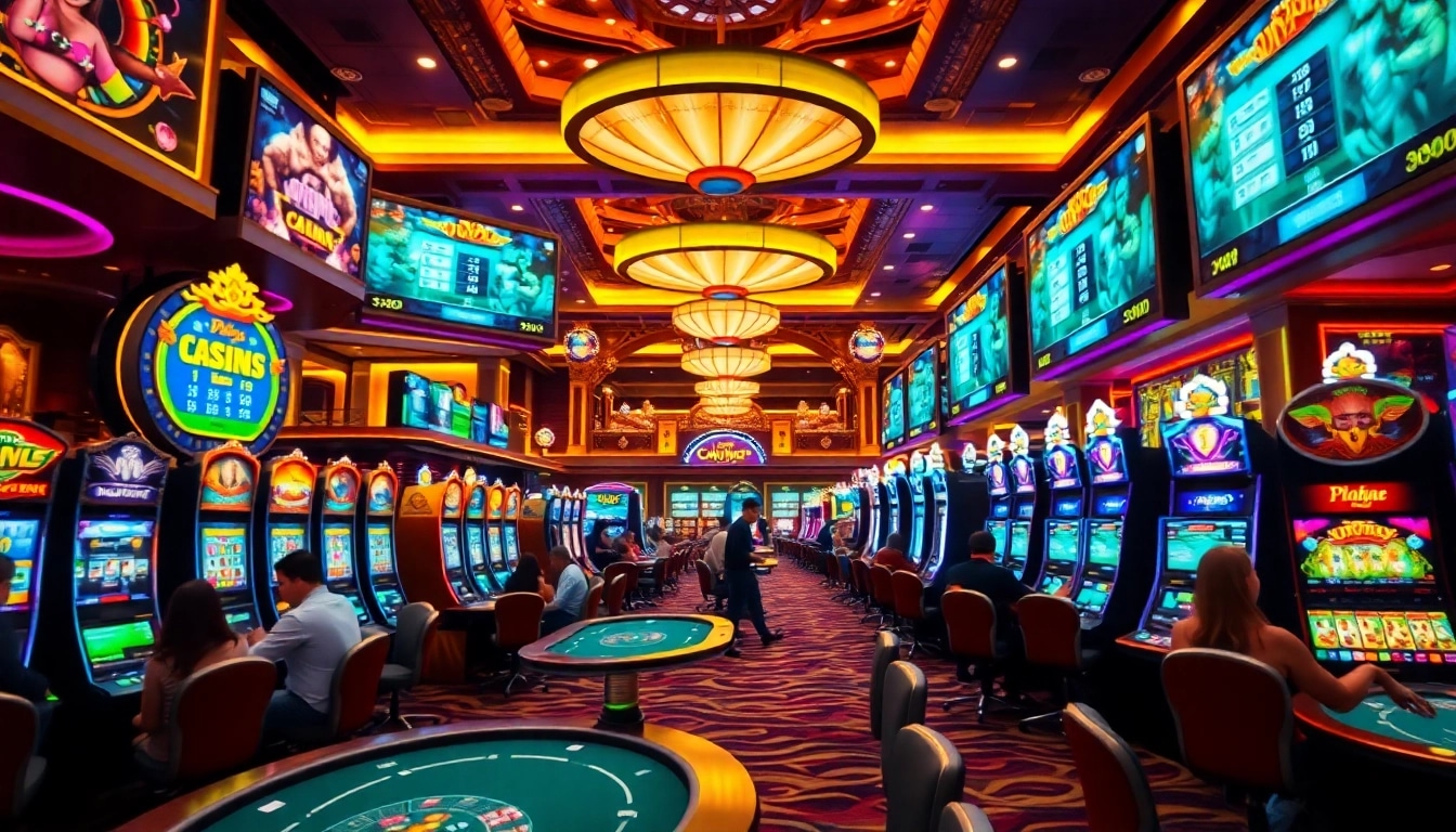 Aksi mengasyikkan di situs pgbet dengan pemain poker dan mesin slot yang berkilauan.