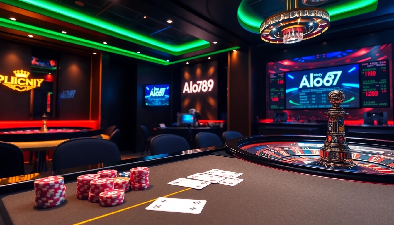 Alo789 engaging players with lively casino elements like poker chips and roulette for an exhilarating online experience.