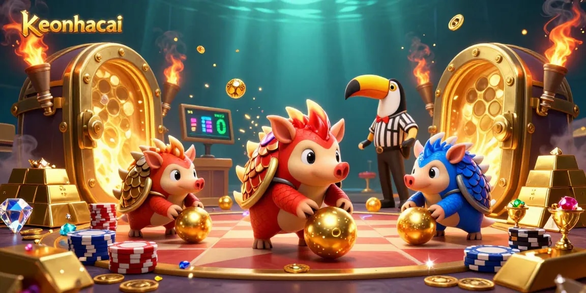 keonhacai pangolins bowl through chips in a vibrant 3D casino scene
