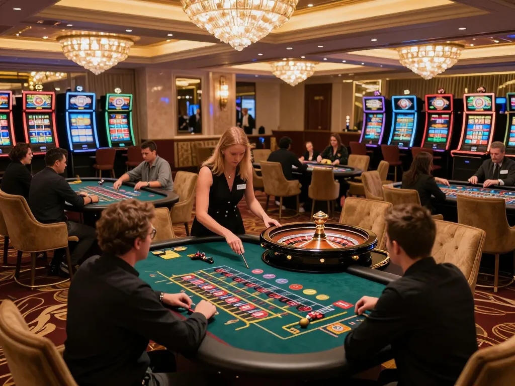 Experience the vibrant atmosphere of NK88 BET with engaged players at roulette, showcasing casino excitement.