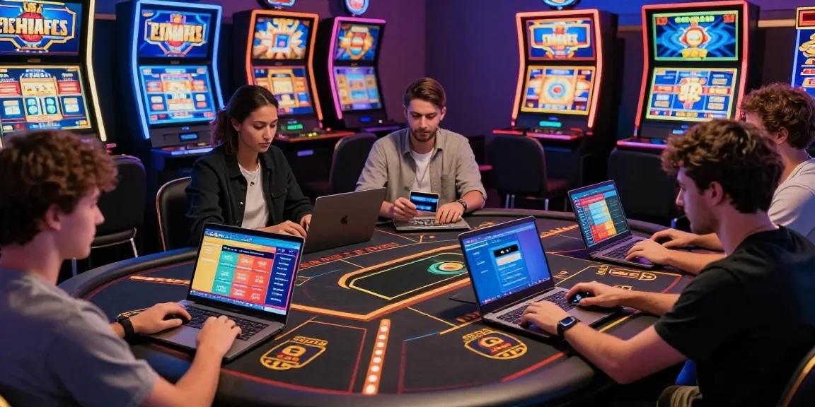 Exciting online casinos that accept credit cards with diverse players enjoying various games and payment methods.