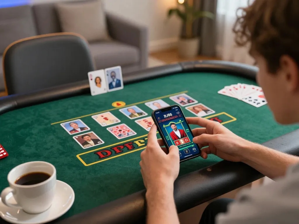 Join the action on BJ88 with a user enjoying a live casino experience on their smartphone