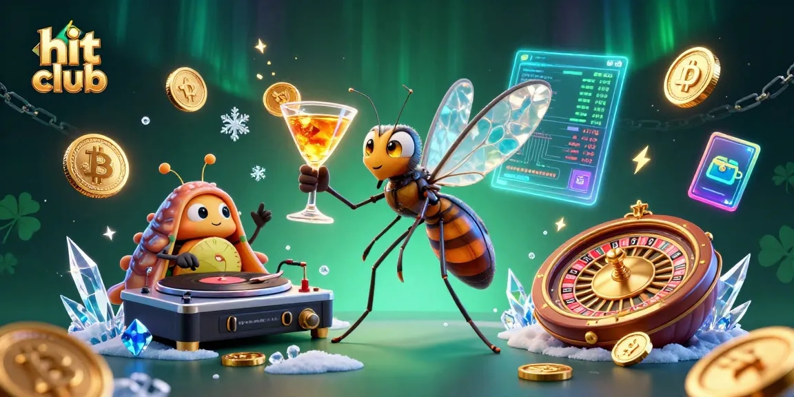 Experience the excitement at hit club featuring a whimsical casino mascot and a trilobite DJ in a vibrant gaming scene.
