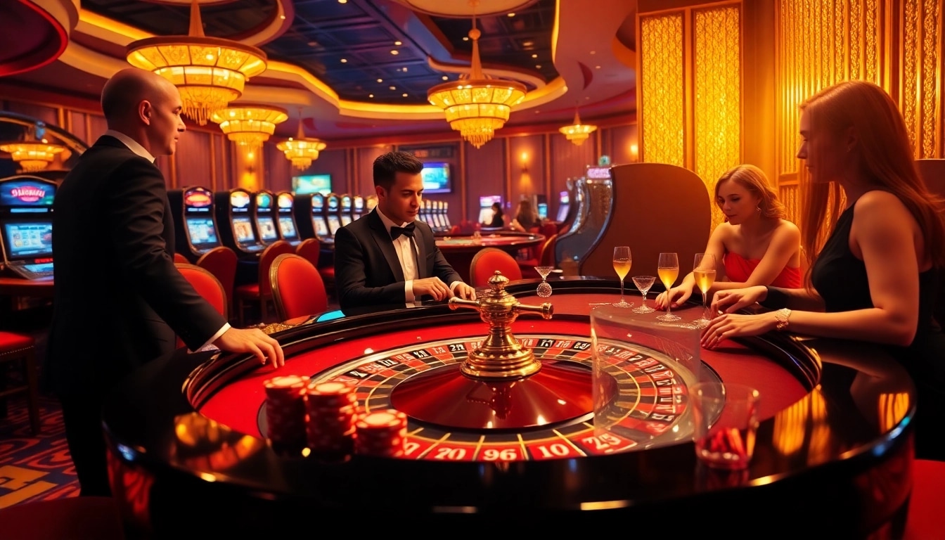 Players enjoying a high-stakes game at 68VIP casino, featuring roulette and poker chips.
