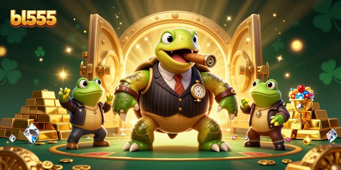 Join the action at bl555, where a snapping turtle mobster meets bullfrog enforcers in a vibrant casino scene.