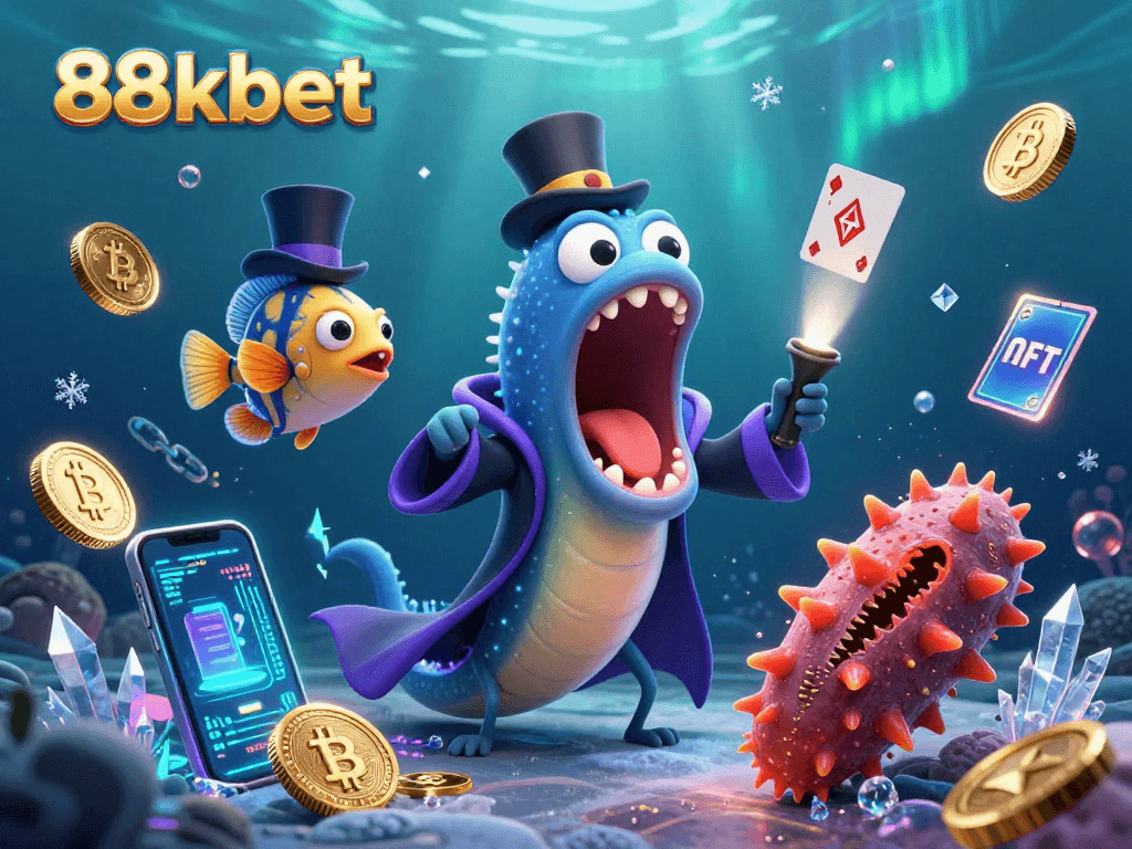 Experience the thrill of casino magic with 88kbet in a vibrant underwater scene full of excitement.