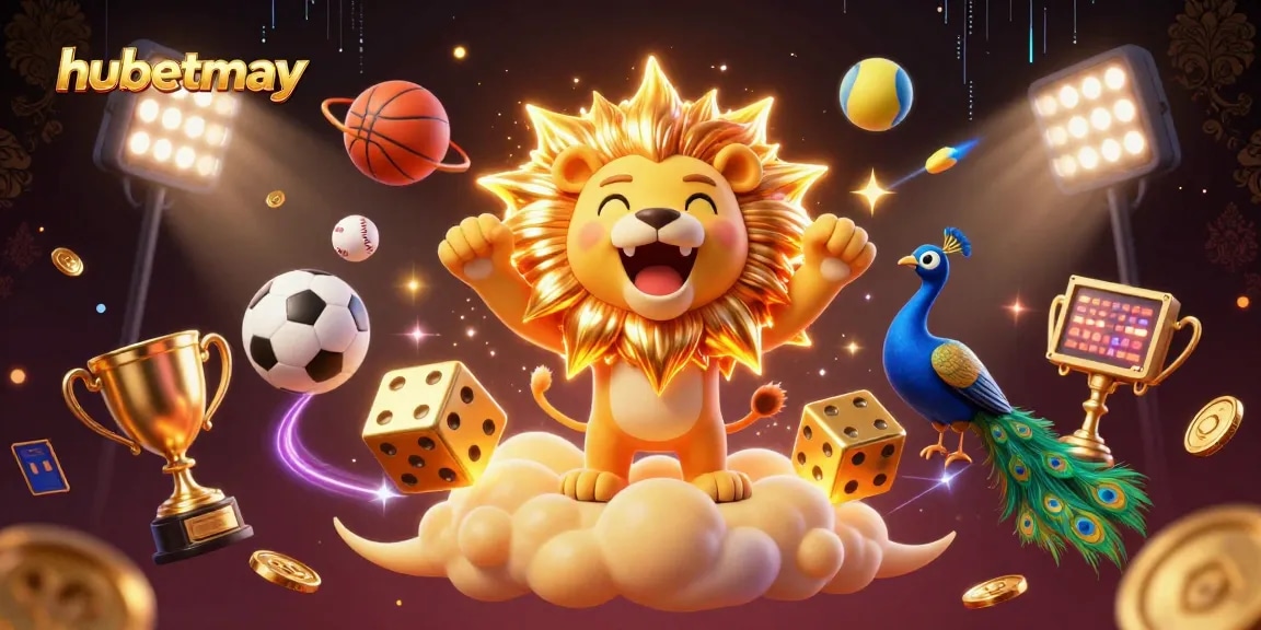 Experience thrilling gameplay at hubetmay as the sun lion roars amidst a spectacle of golden dice and sports elements.