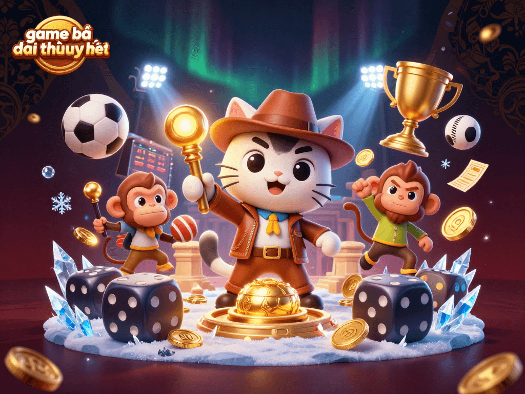 This captivating 3D illustration showcases the thrilling essence of game bài đổi thưởng uy tín, featuring dynamic characters and gambling elements in an engaging scene.