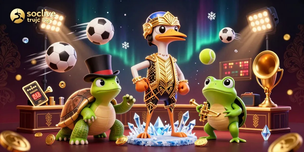 Socolive trực tiếp captures the excitement of live soccer streaming with dynamic sports elements and vibrant characters.