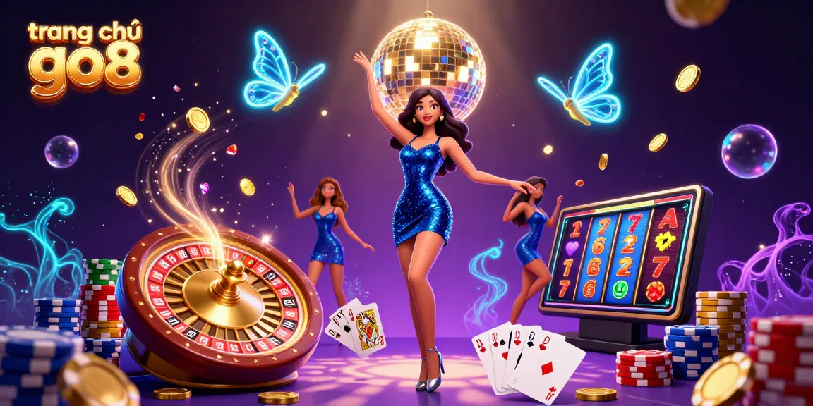 Experience excitement at trang chủ go8 with a vibrant 3D casino illustration, vibrant colors, and engaging game elements.