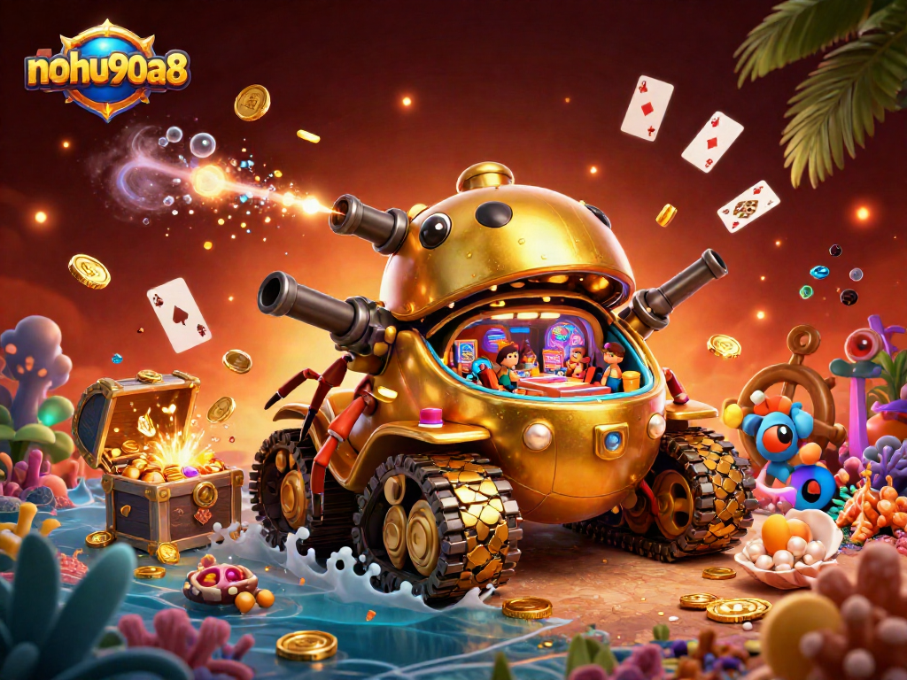 Engage with the vibrant nohu90a8 casino experience in a colorful underwater scene filled with treasures.