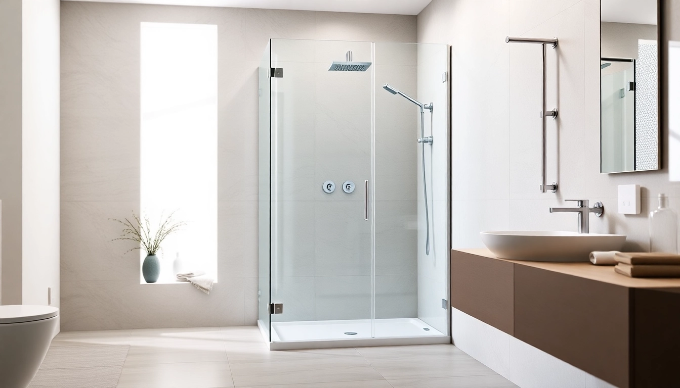 Moderne dusche 100x100 im eleganten Badezimmer mit klaren Linien und stilvollen Details.