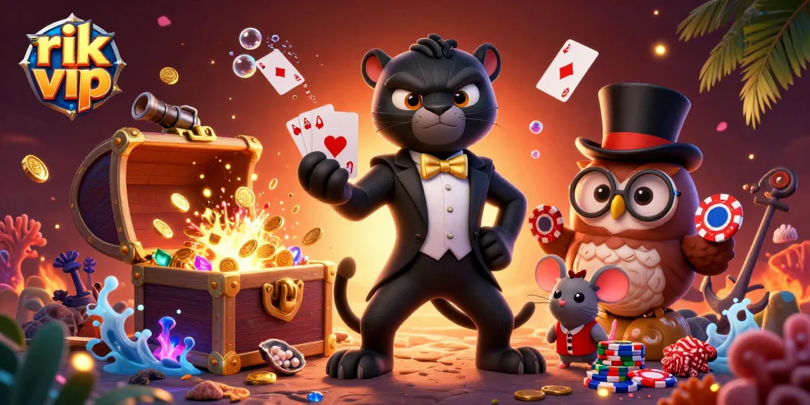 Engage with rik vip in an exciting 3D casino scene featuring vibrant characters and dynamic game elements.