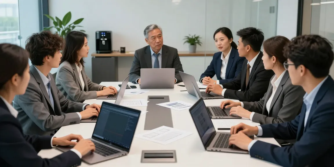 Team discussing "why not check here" strategies during a corporate meeting.