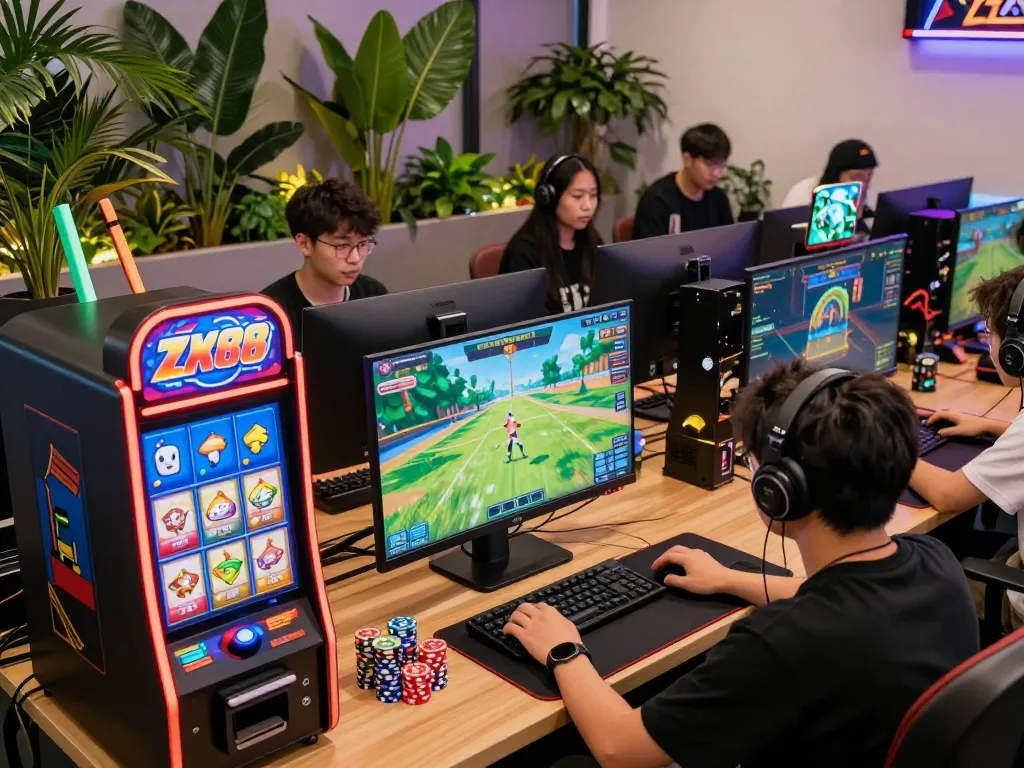 Thrilling gaming moment at https://zx88.nl/ highlights players enjoying fish shooting and slot games.