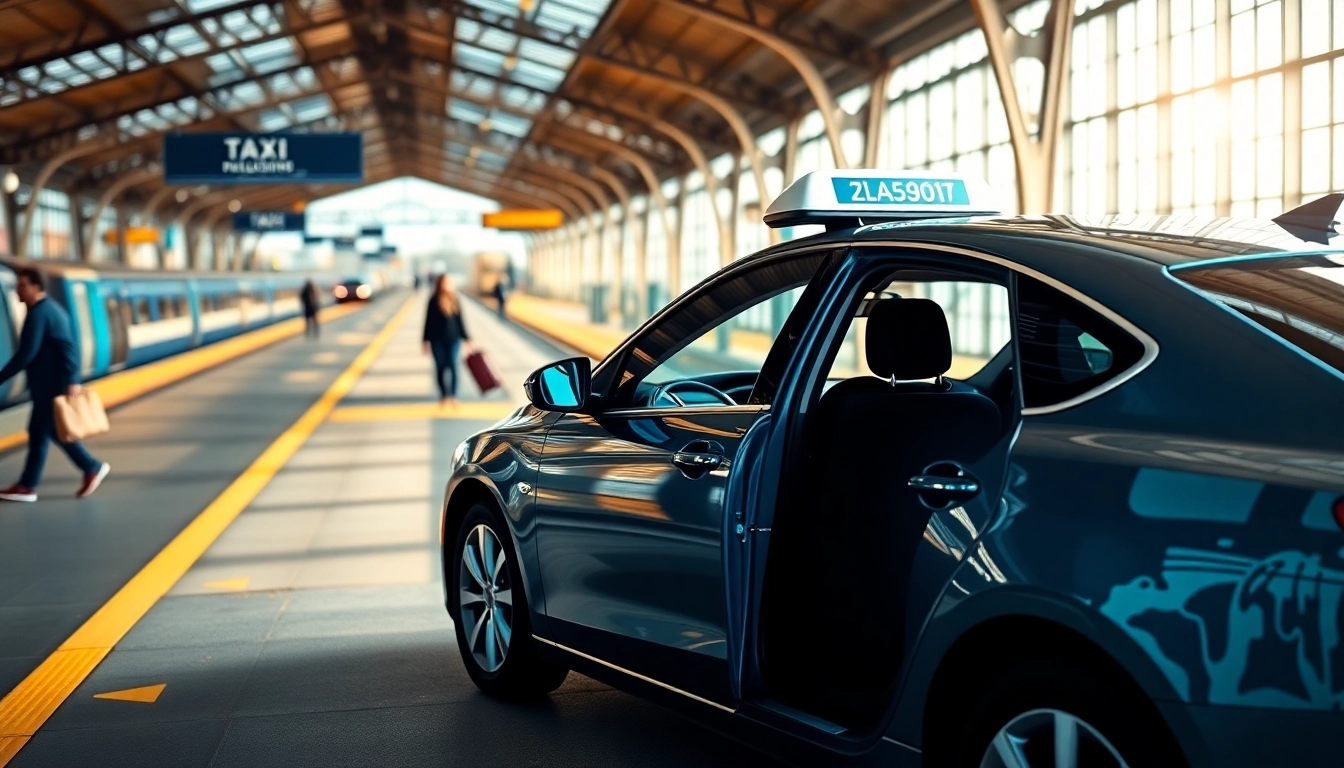 Taxi Nottingham to Birmingham Airport ready for travelers at the train station.