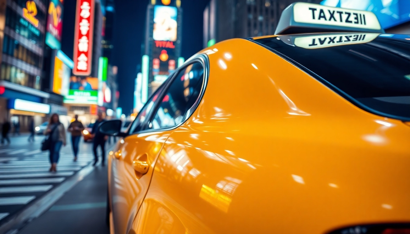 Engage with reliable cabs parked in a vibrant urban setting, showcasing accessibility and professionalism.