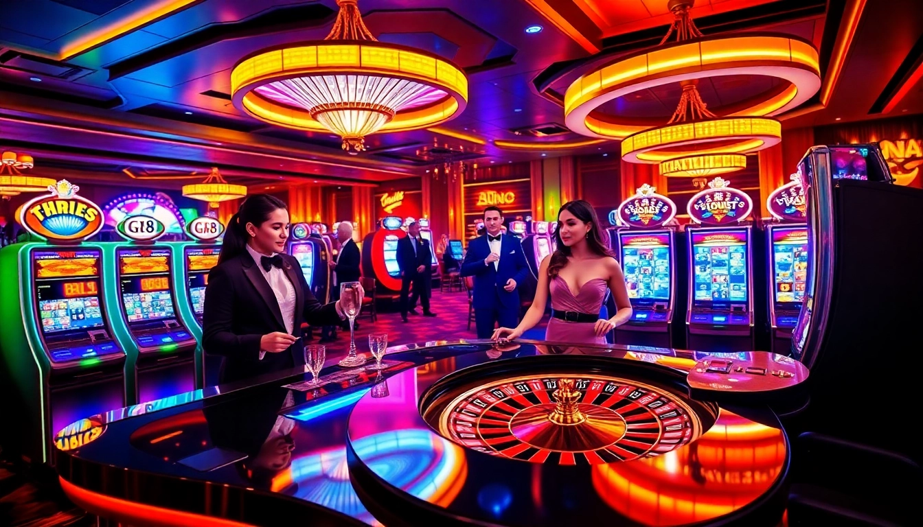 Experience the excitement of G28 with vibrant casino visuals featuring roulette and slot machines.