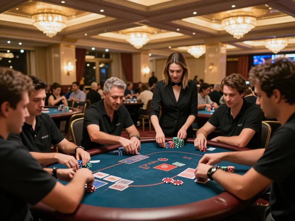 Hbet players engaging in an exciting live casino game, showcasing vibrant atmosphere and dynamic betting.