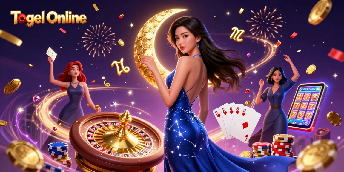 Experience the thrill of Togel Online with vibrant casino elements and dynamic characters.