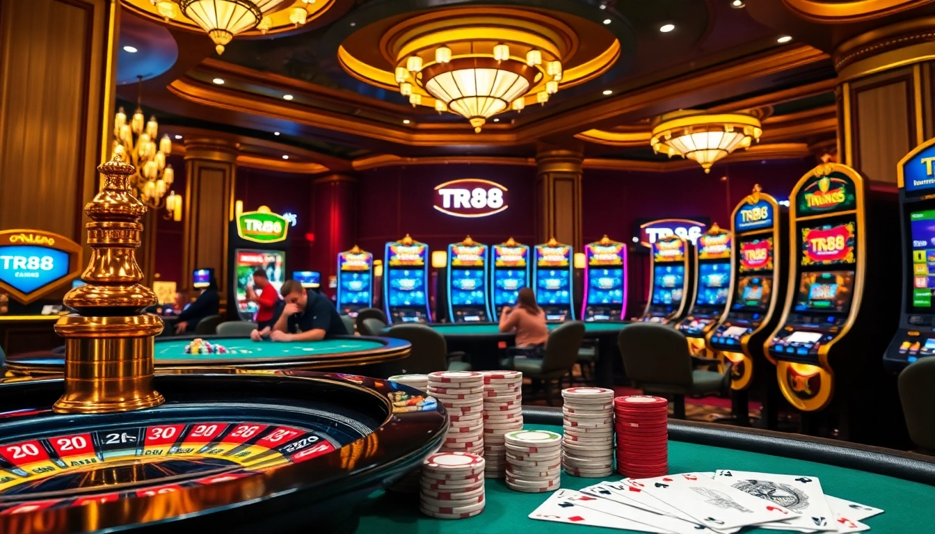 Players enjoying various games at TR88 casino, highlighting strategy and excitement in gambling.
