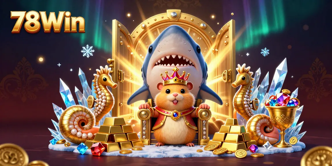 Experience the 78Win adventure with a golden hamster king among treasure and royal guardians.