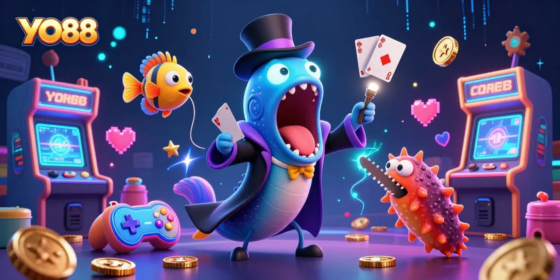 Engage with YO88's colorful gaming experience featuring vibrant characters and casino elements.