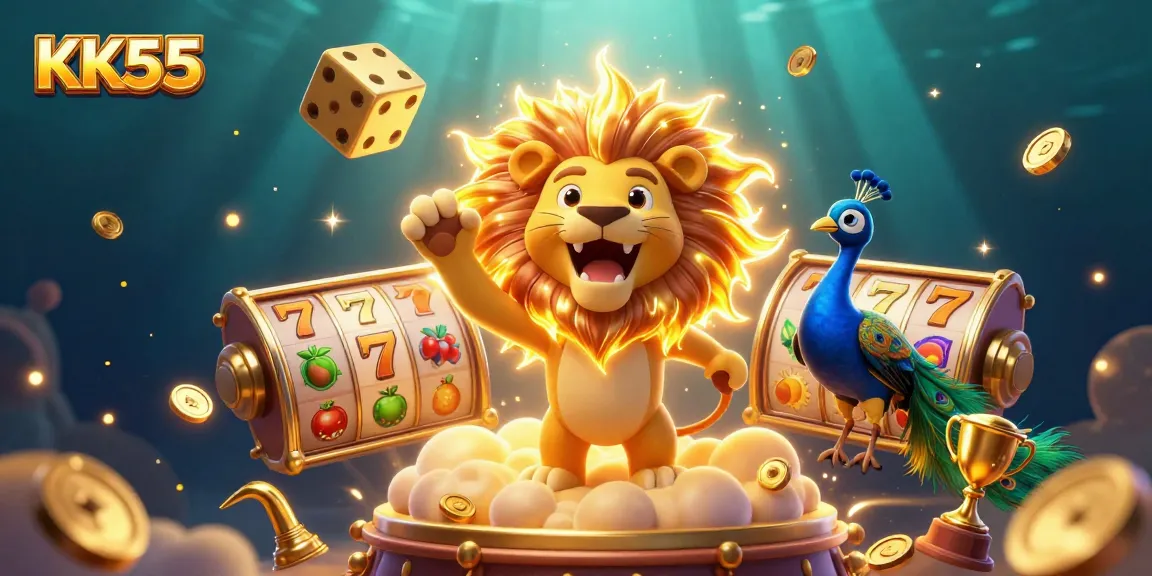 Experience the excitement of KK55 with this vibrant 3D casino scene featuring dynamic games and dazzling visuals.