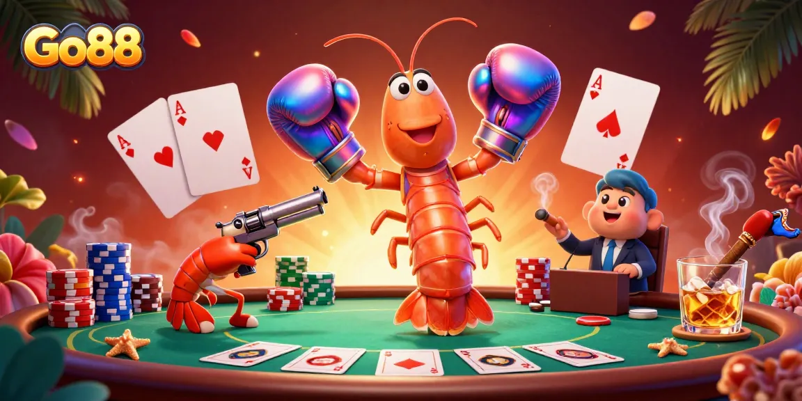Experience the thrill of Go88 with vibrant poker scenes featuring animated ocean characters.