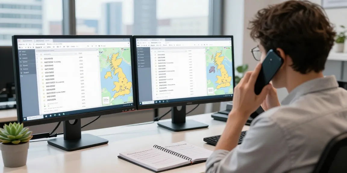 Person performing a lookup tel number analysis in a modern office during daylight, showcasing technology in action.