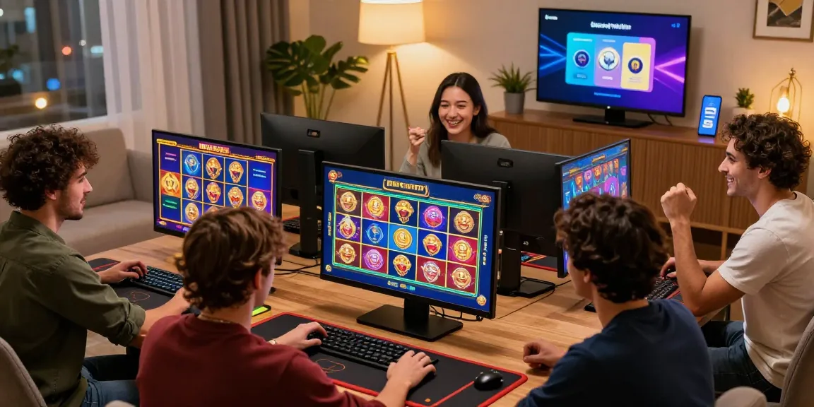 Players engaging with non UK casinos on computers, featuring vibrant games and a cozy atmosphere at https://dsam.org.uk.
