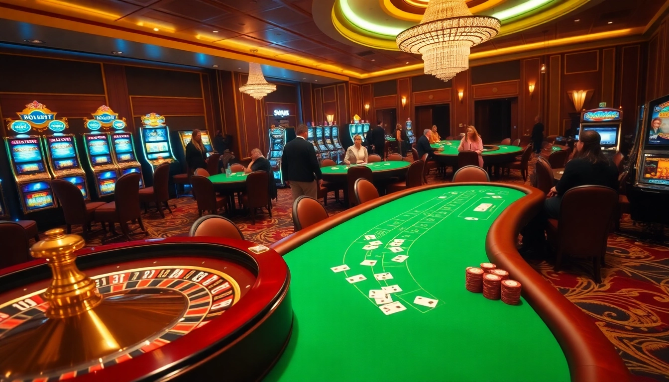 Experience the thrill of SUNCITY with vibrant casino tables and excited players.