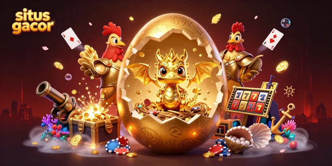 Situs gacor showcases a luxurious casino theme with a golden dragon and poker chips.