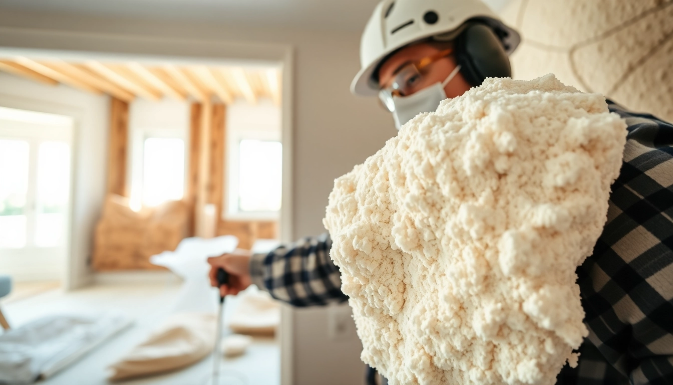 Contractor explaining spray foam insulation removal cost while removing foam from a wall.