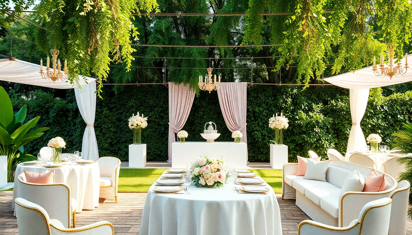 Stunning outdoor event setup from https://www.casablancahire.co.uk/ featuring luxurious decorations and fine dining.
