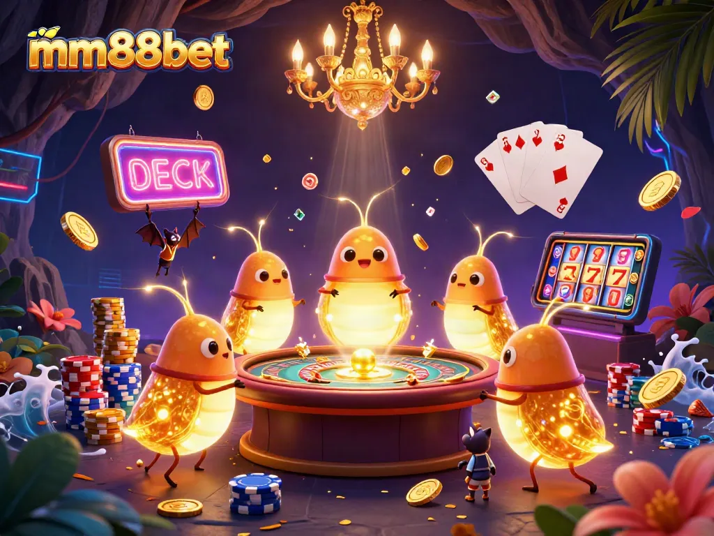 Experience excitement with mm88bet at a glowing casino, illuminated by bioluminescent glowworms.