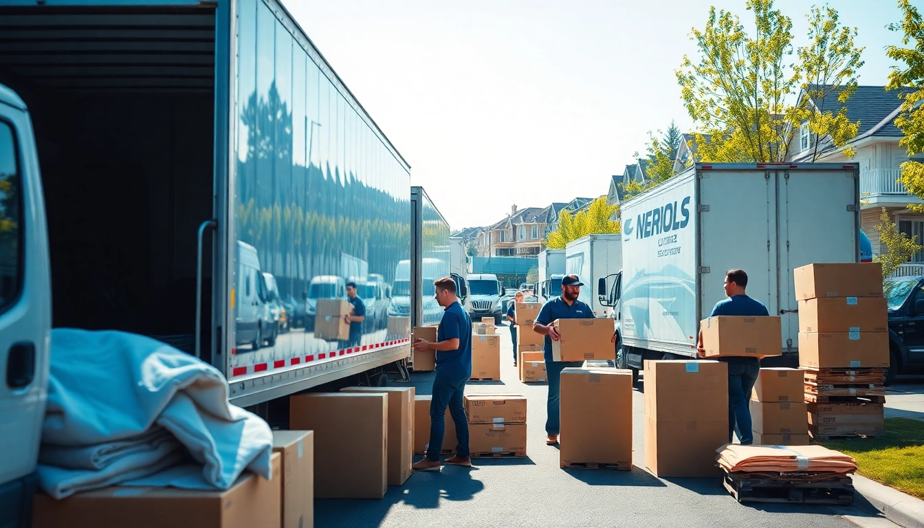 Moving companies calgary team working efficiently to load boxes into trucks.