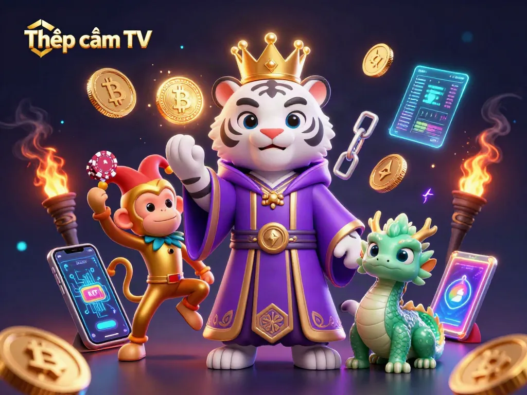 Engage in thrilling betting at Thập cẩm TV with a vibrant scene of animated casino elements