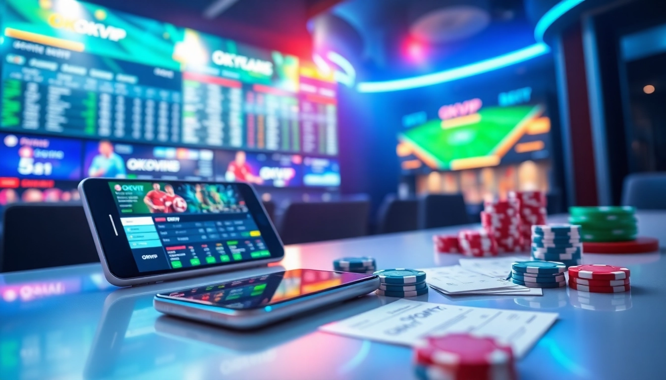 Experience the excitement of online betting at okvipwin.live with modern gaming interfaces and vibrant casino elements.