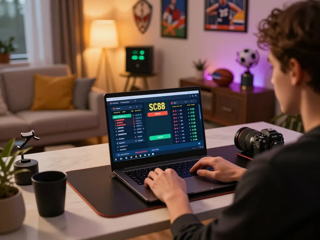 Engaging online gambling moment on SC88 platform as user places bets.