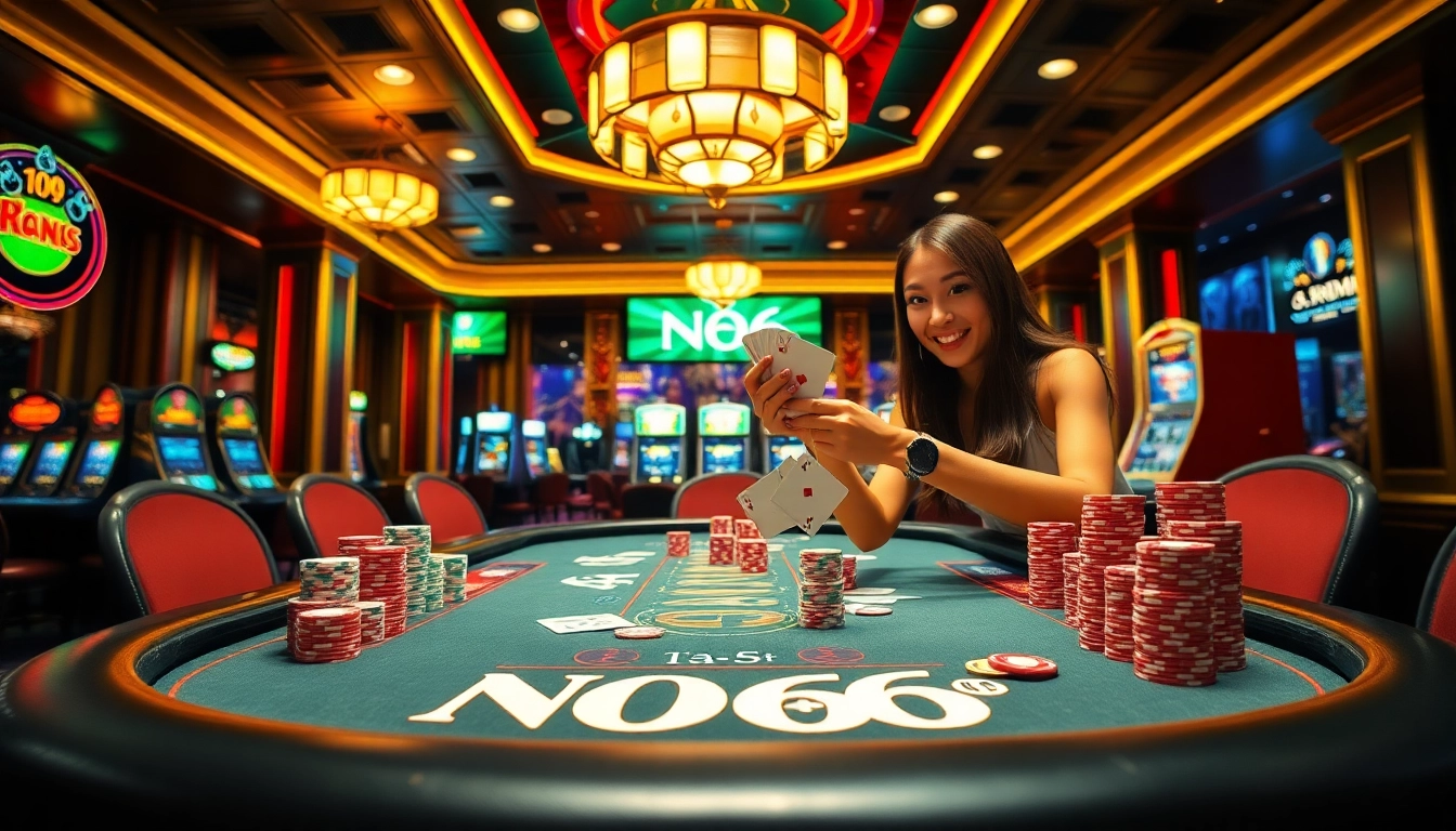 ผู้เล่นเพลิดเพลินกับโต๊ะเกม Noo66 ในบรรยากาศคาสิโนหรูหราที่เต็มไปด้วยความตื่นเต้น