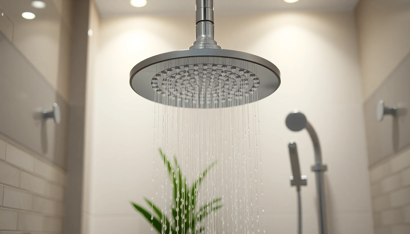 Experience elegant showers with a luxurious rainfall showerhead in a modern bathroom setting.