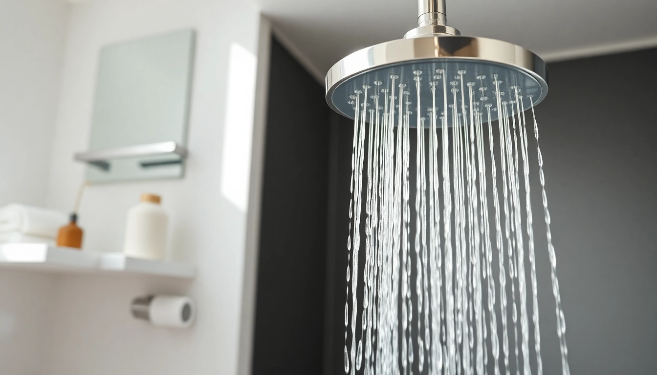 Experience elegant showers with a stunning rain showerhead in a tranquil bathroom.