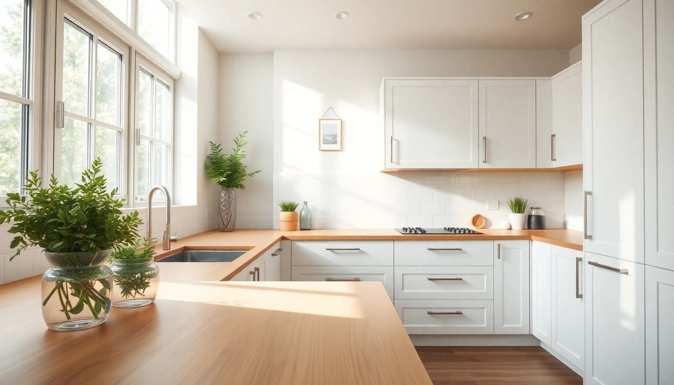 Refreshing kitchen with Cabinet Refacing Clearwater FL, featuring sleek white cabinets and a modern design.