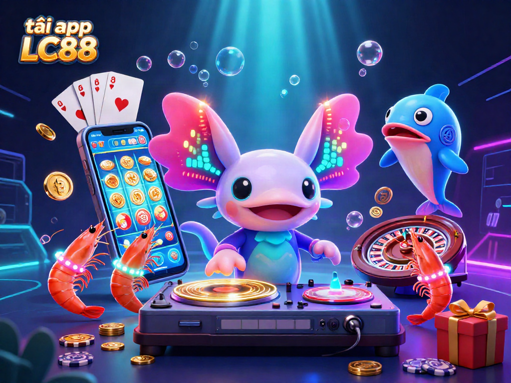Spin vibrant slots and win with tải app LC88 in a colorful underwater casino scene.