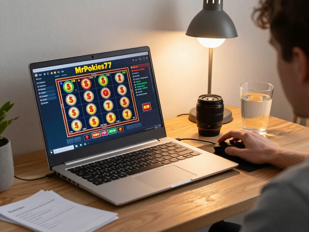 Engaging gameplay with MrPokies77 interface, inviting online gambling scene.