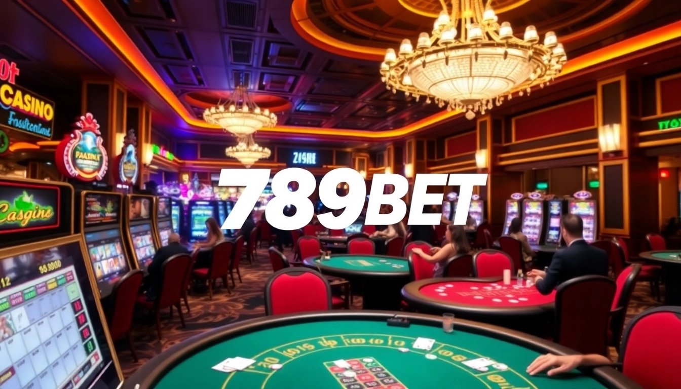 Experience thrilling gameplay at 789BET with vibrant casino tables and slot machines.