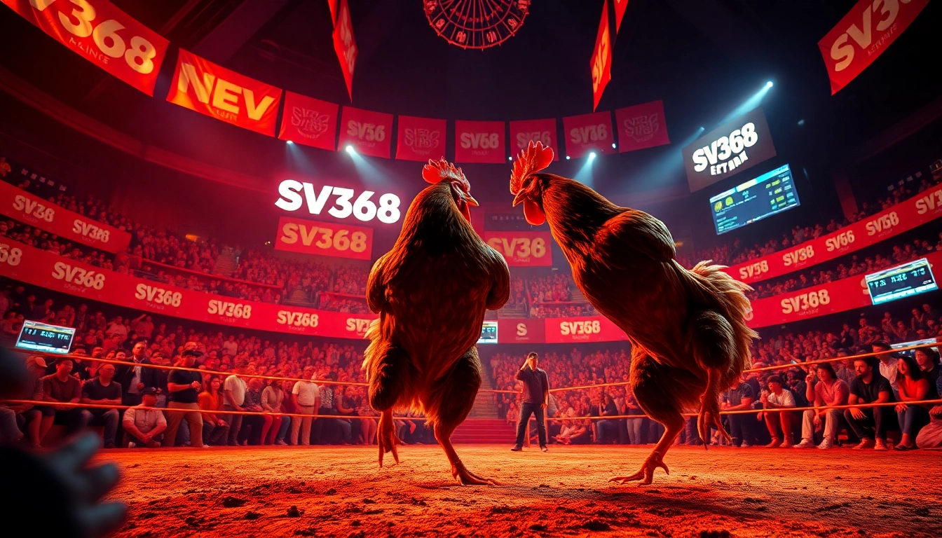 Live action at SV368 chicken fights, showcasing thrilling gambling experience.